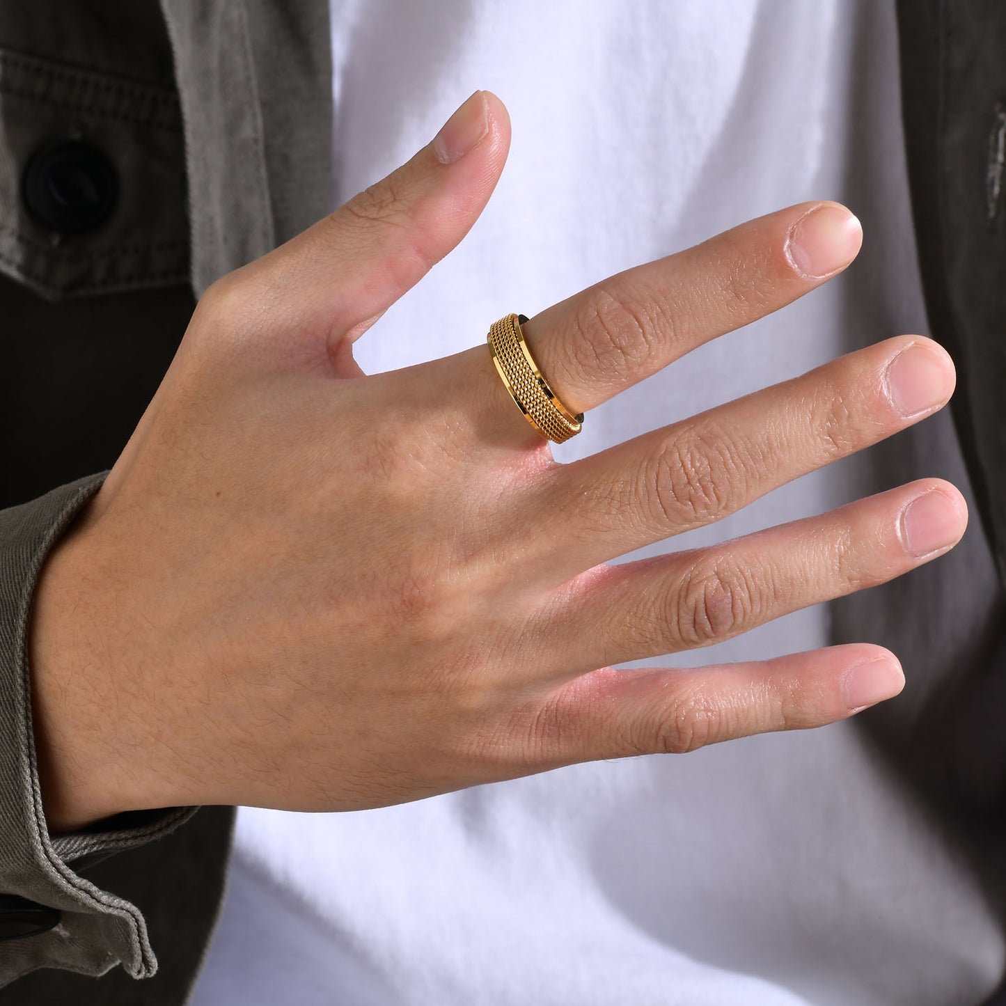 Men's Titanium Steel Ring Stainless Steel Mesh Rotary Ring