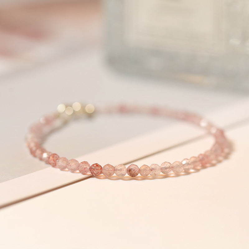 Pink Crystal Fortune Bracelet with Sterling Silver Needle