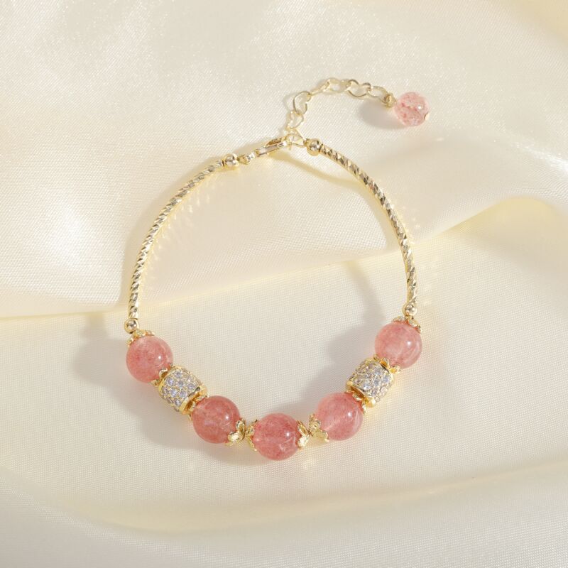 Retro Strawberry Crystal Zircon Sterling Silver Bracelet from Planderful Collection