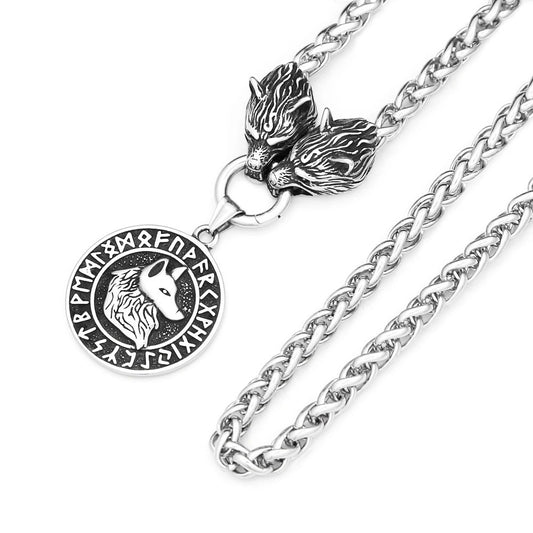 Viking Wolf Stainless Steel Men's Pendant Necklace