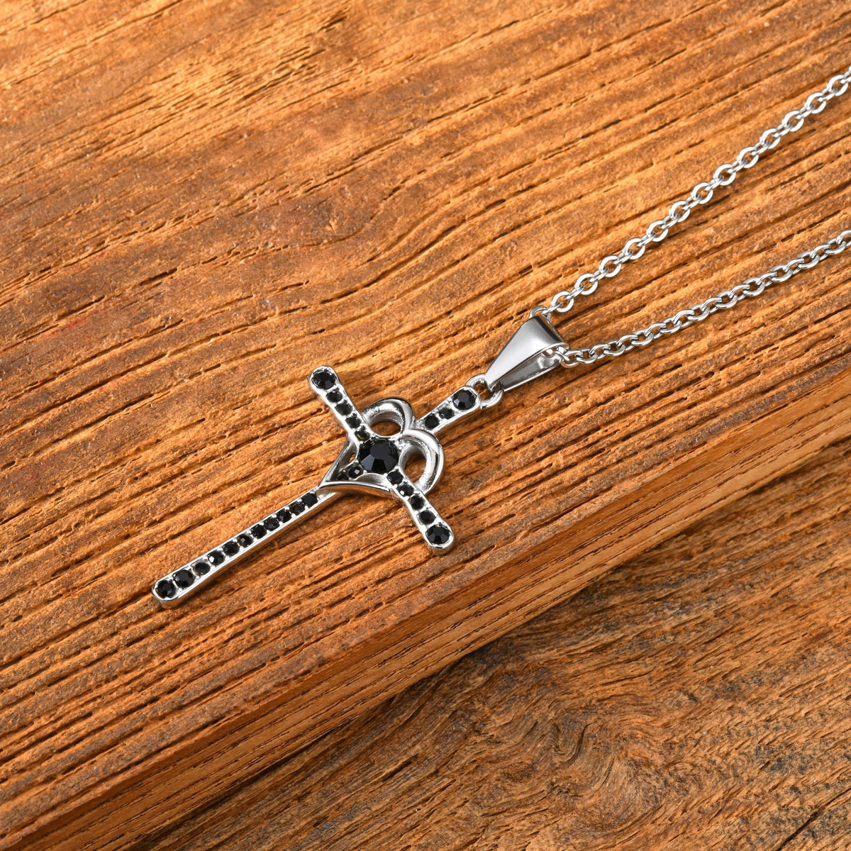 Cross Heart Stainless Steel Pendant