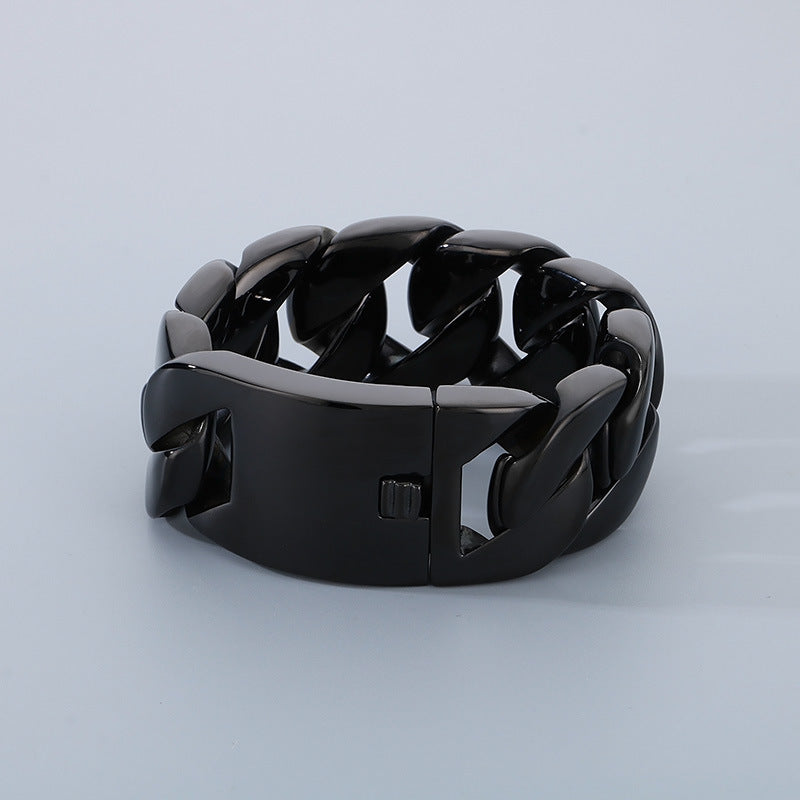 Planderful Wide Cuban Chain Bracelet For Men Titanium Steel