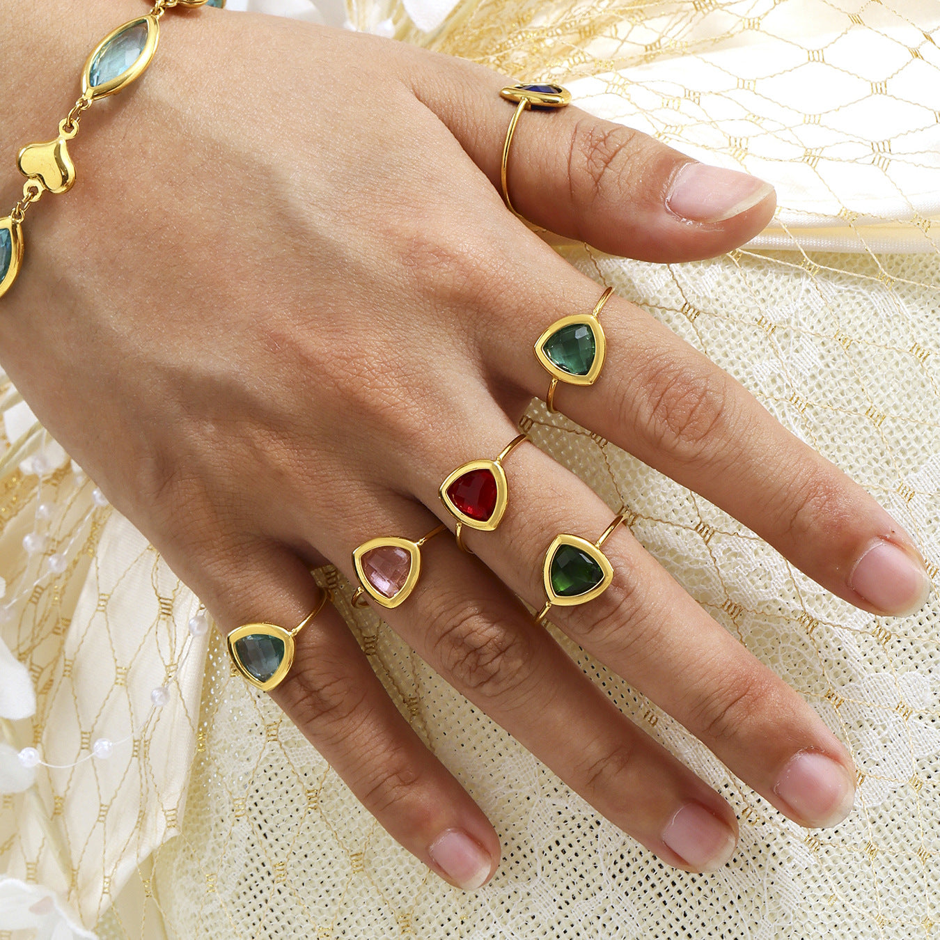 Planderful 18K Gold Plated Ring For Her Czech Glass Ball