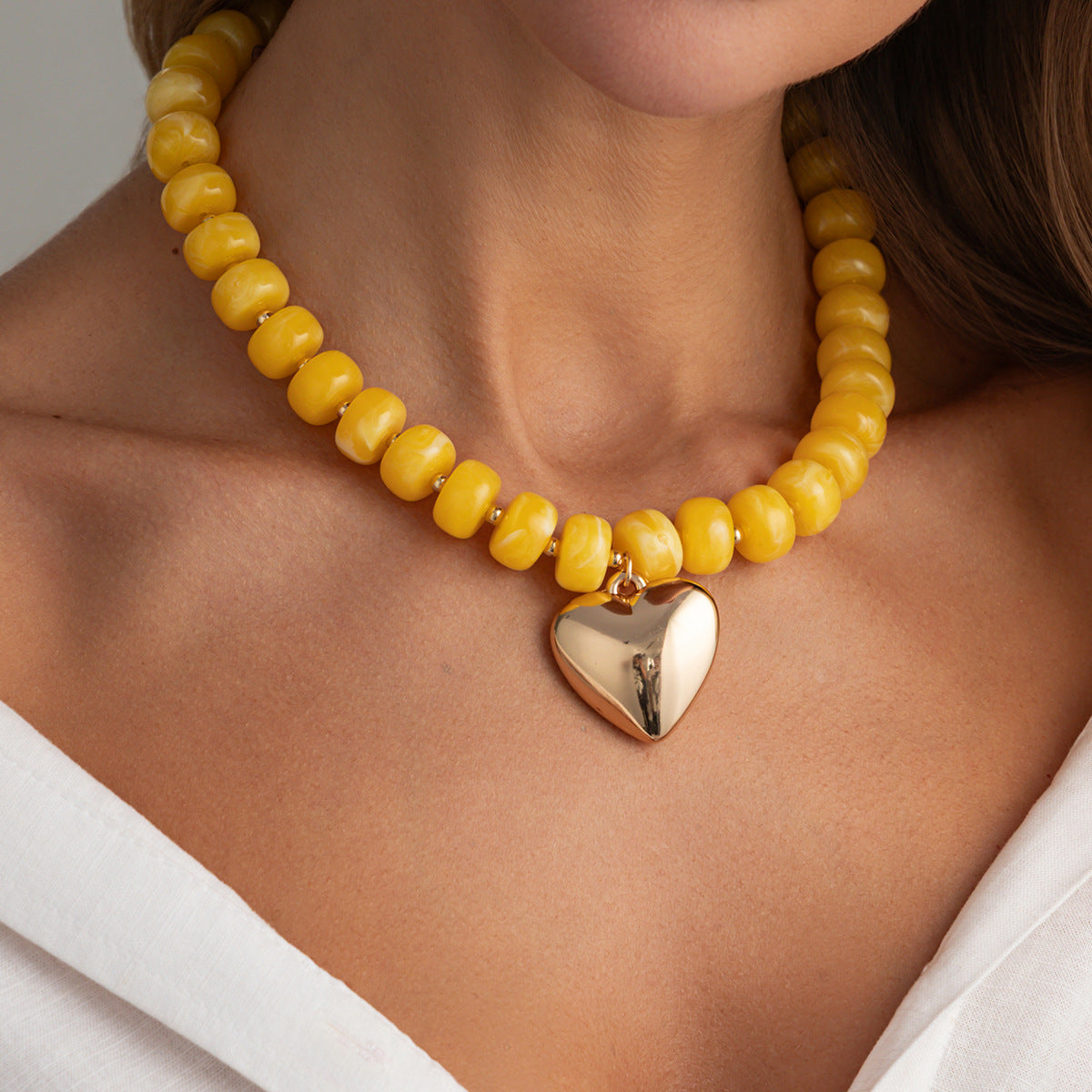 Candy-Color Heart Beaded Necklace