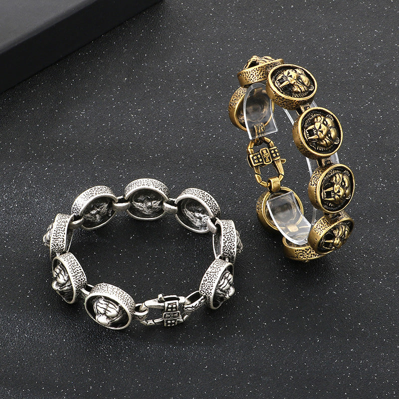 Planderful Zodiac Tiger Head Retro Titanium Bracelet Men