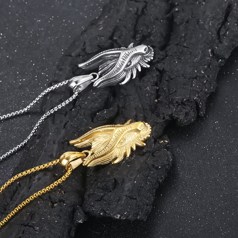 Customizable Retro Zodiac Pendant for Men - European and American Punk Style in Vacuum Electroplated Titanium Steel