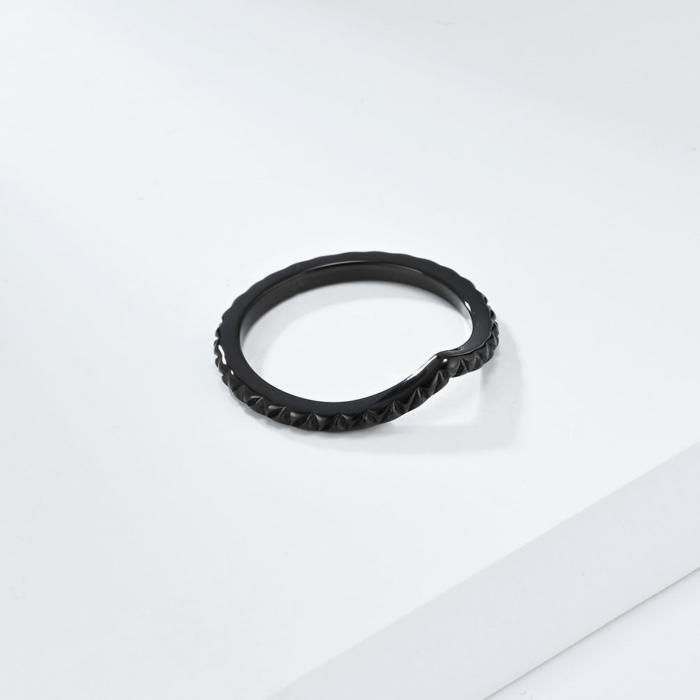 Planderful Titanium Steel Ring For Women Peach Heart Minimalist Design Light Luxury Everyday Jewelry