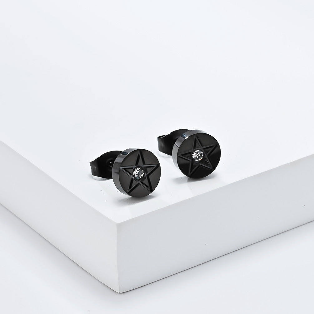 Planderful Pentagram Earrings For Men And Women Personalized Hipster Stainless Steel Jewelry