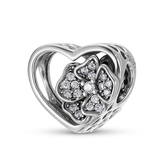 Planderful Jewelry Sterling Silver Zircon Flower Heart Beading Pendant For Diy Jewelry Making
