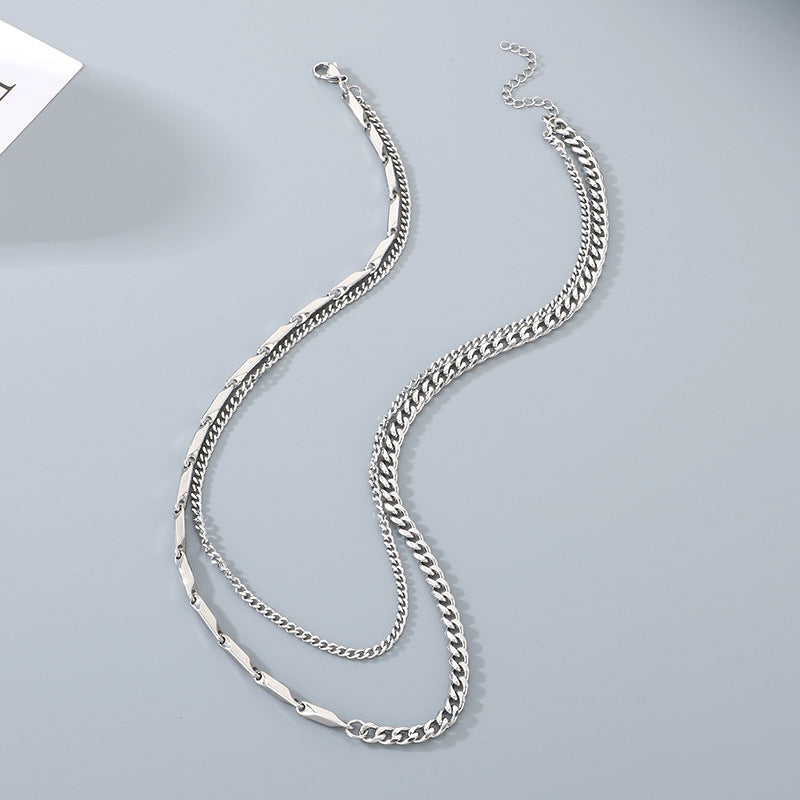 Planderful Layered Cuban Necklace for Men Double Chain Sturdy