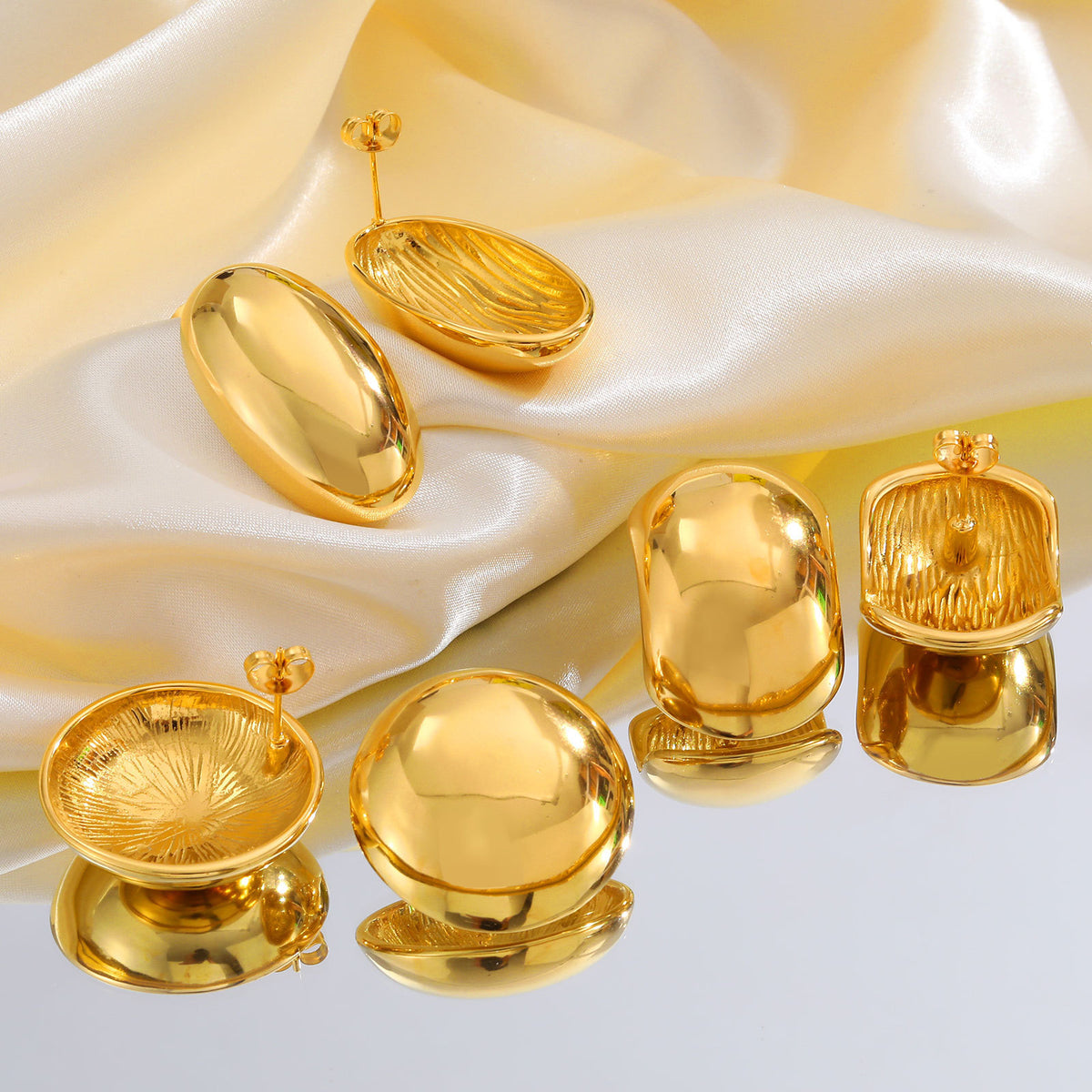Gold-Tone Sculptural Stud Earrings — Multiple Styles