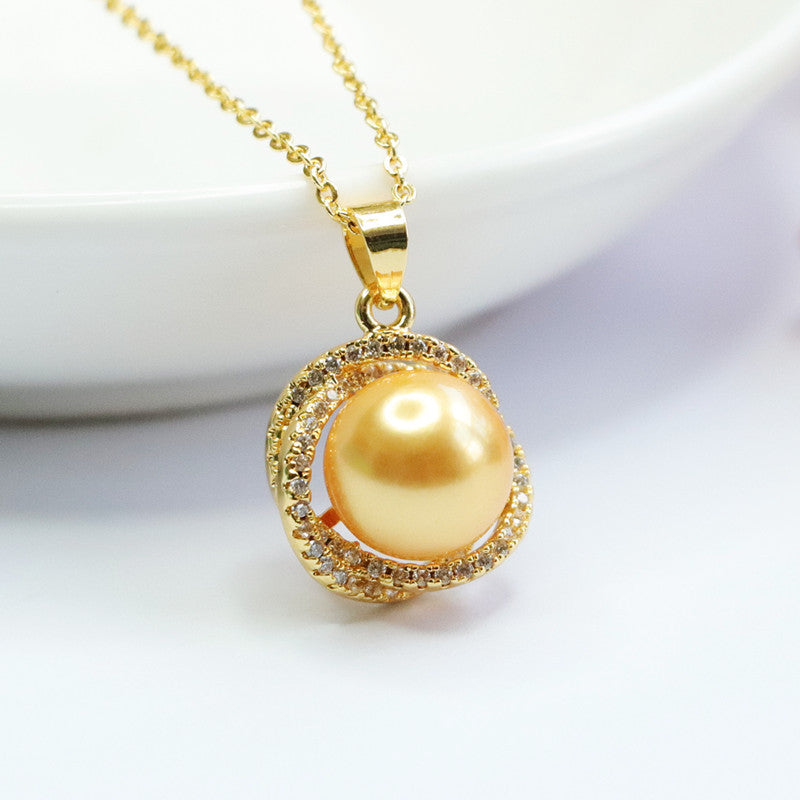 Champagne Shell Pearl Nest Pendant — No Chain