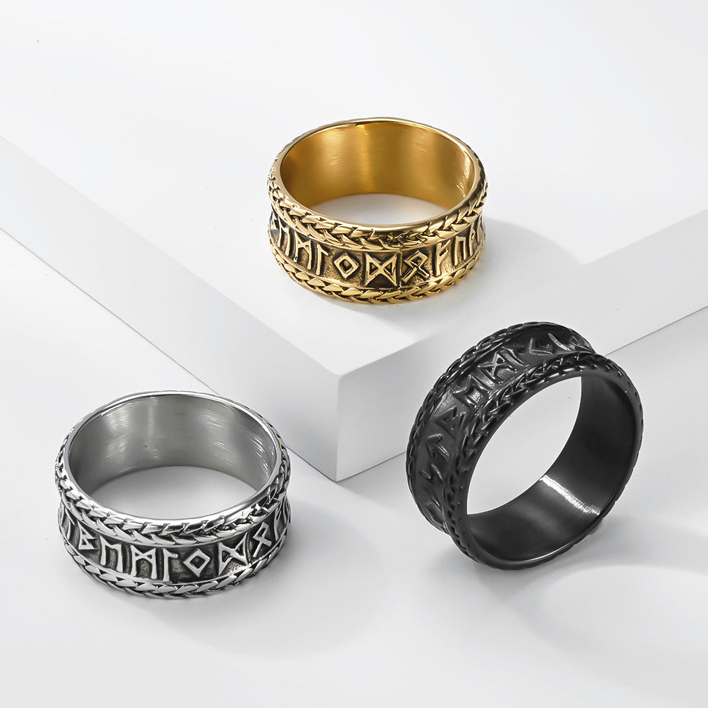 Planderful Everyday Genie Viking Rune Ring Stainless Steel Unisex Protection Symbol Jewelry