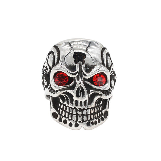 Halloween Punk Skull Zircon Titanium Steel Ring for Men