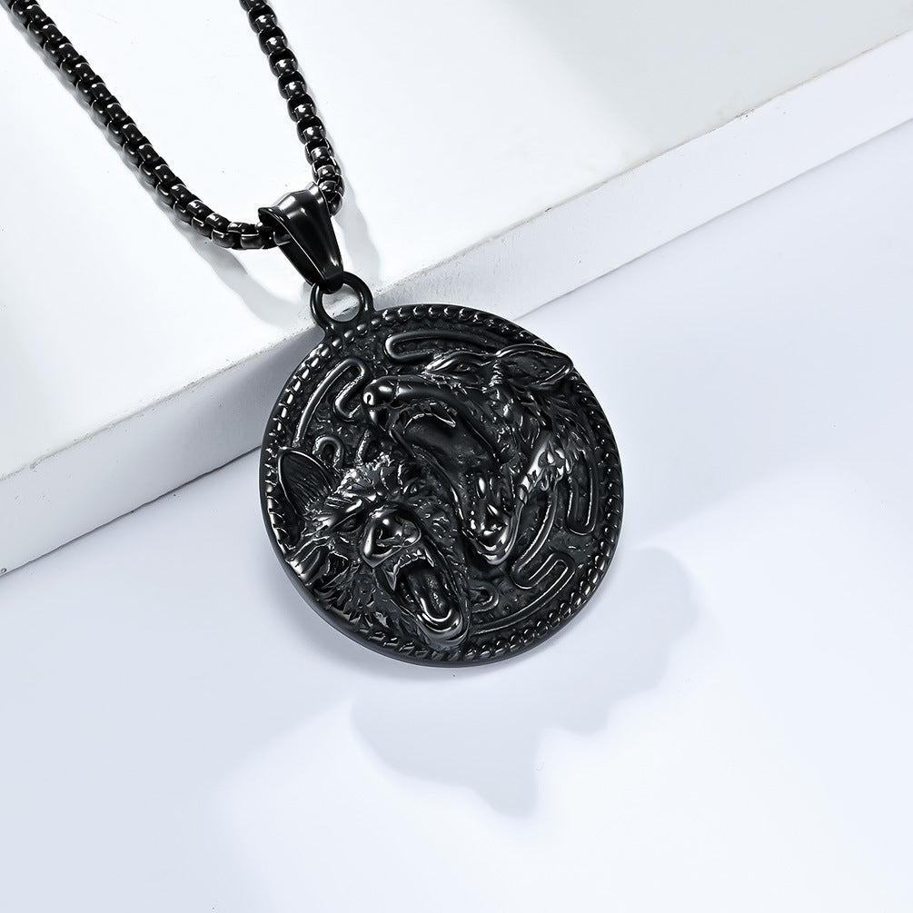 Retro Nordic Style Viking Wolf Necklace for Men Wholesale