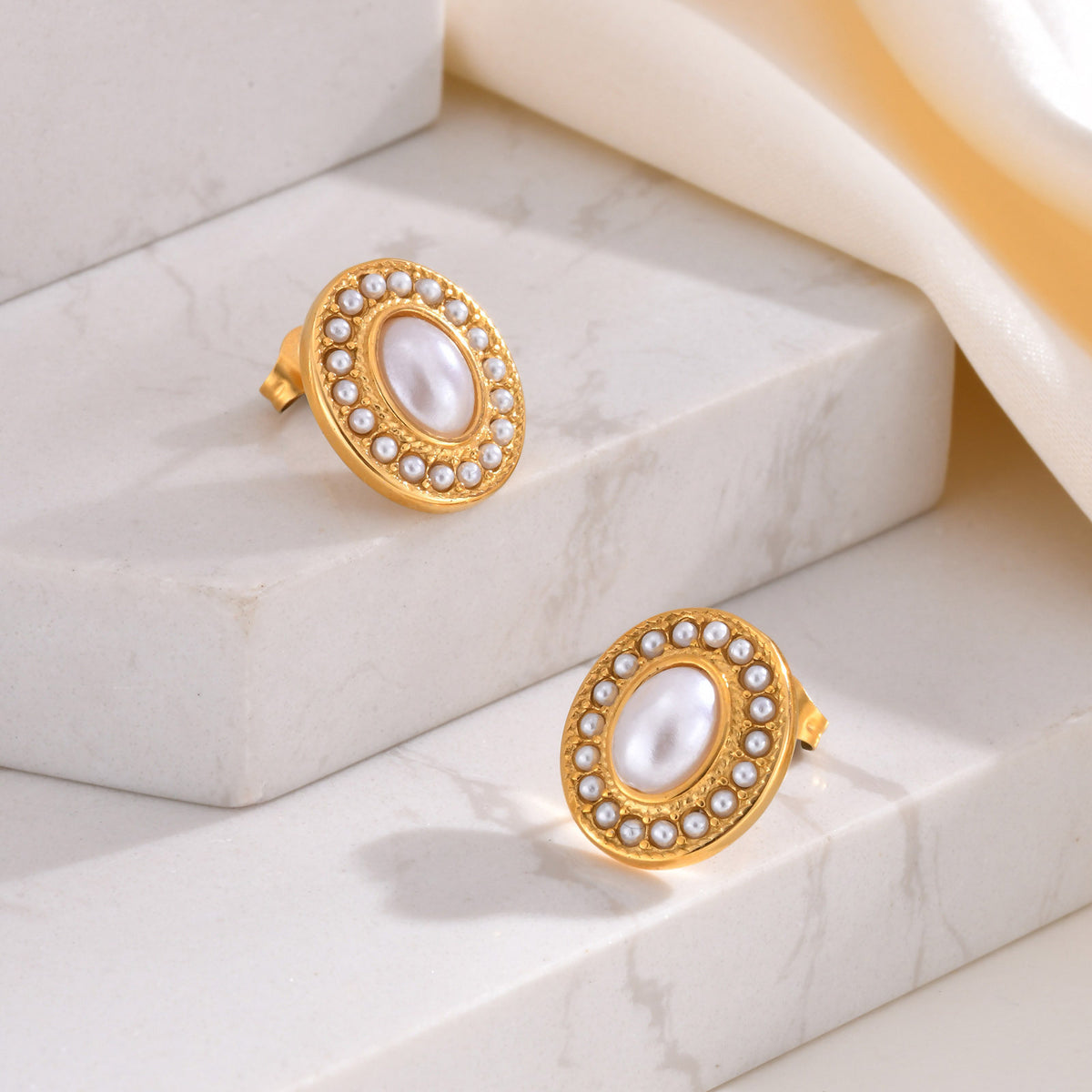 Stainless Steel Pearl Earrings