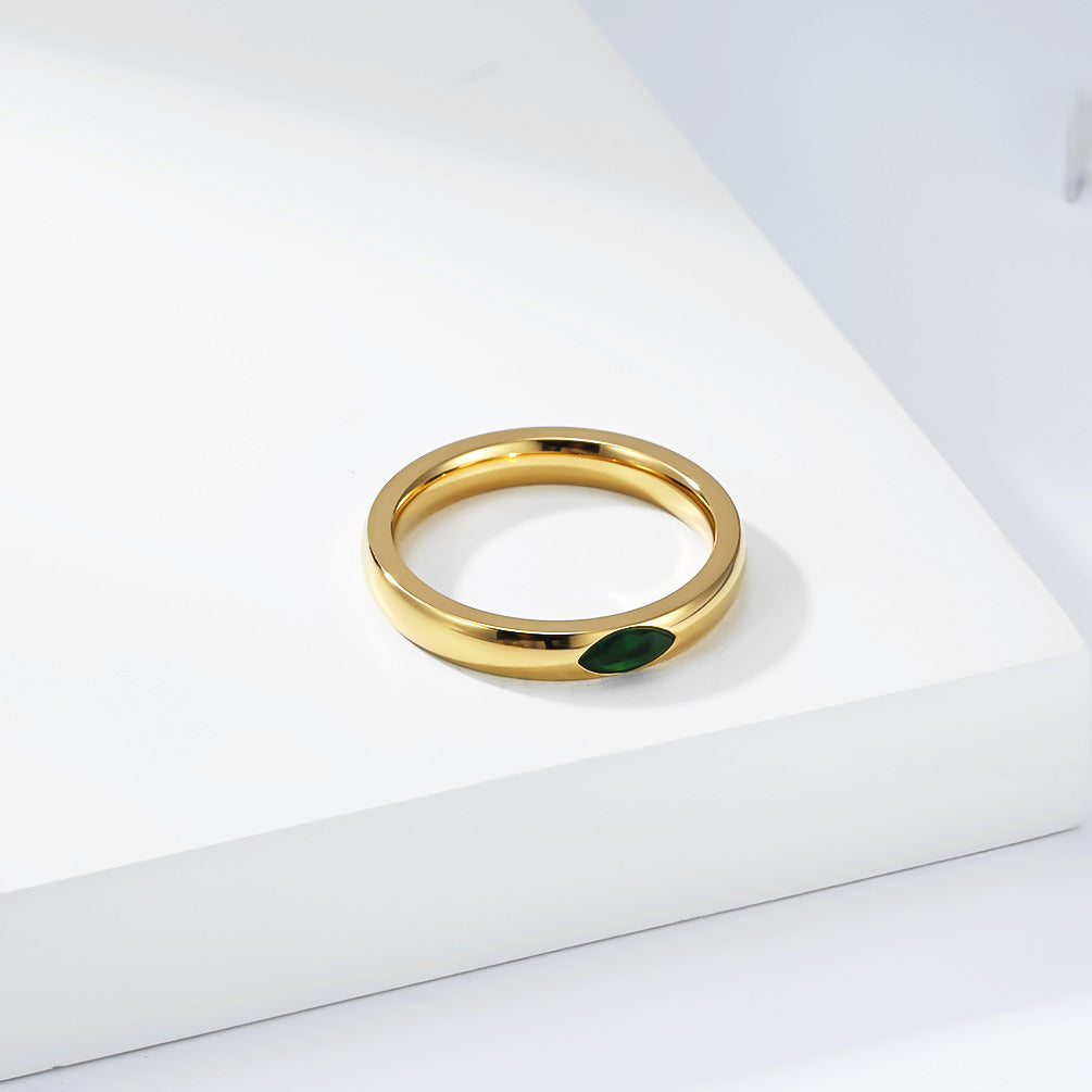 Zircon Ring – Elegant Gold Plated Steel Ring