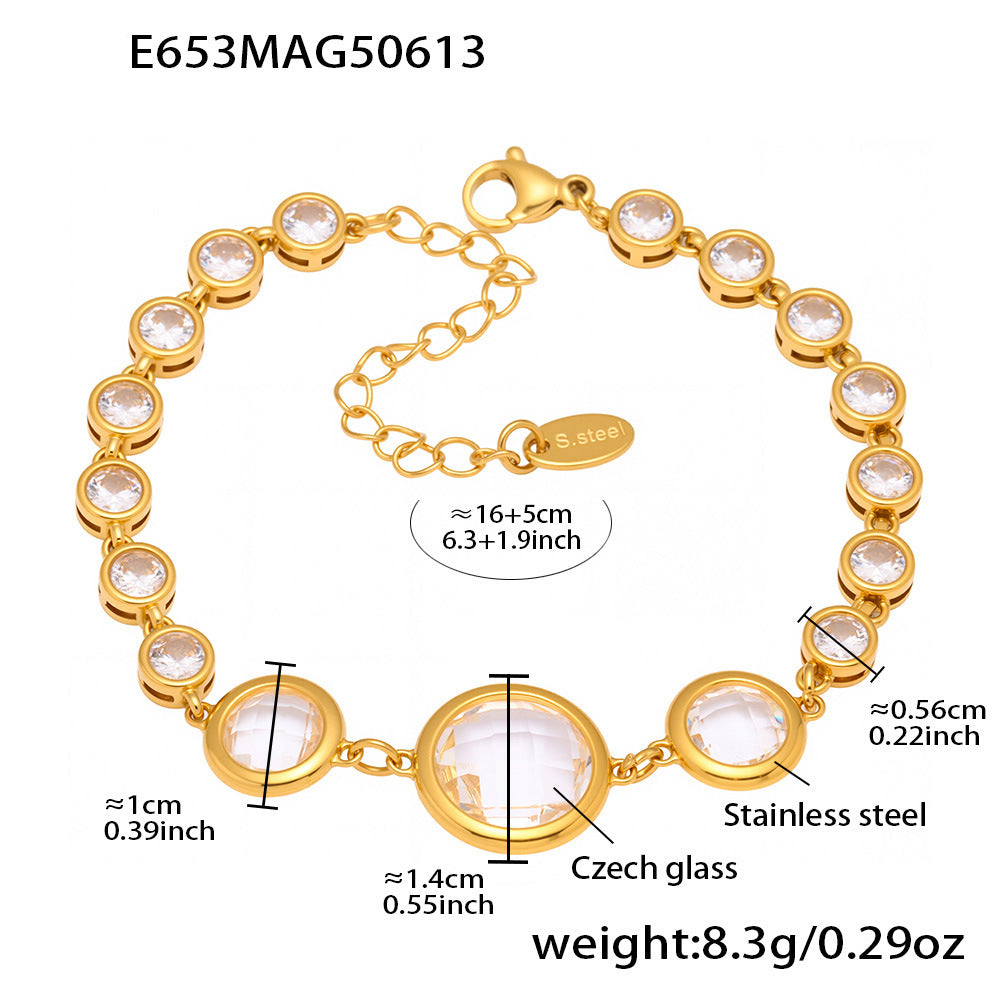 Planderful Czech Glass Bracelet For Women Luxury 18K Gold