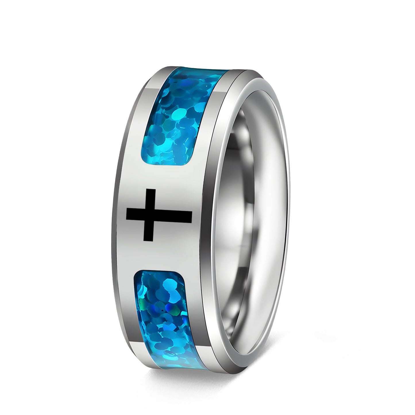 Planderful Imitation Opal Ring Unisex Steel Inlay Everyday Genie Collection Durable Jewelry