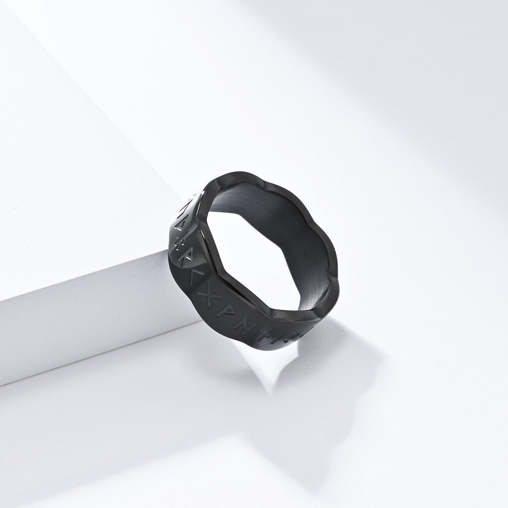 Planderful Viking Ring For Men Nordic Style Retro Titanium Steel Jewelry With Bold Cultural Appeal