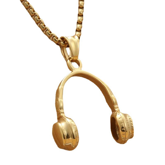 Personalized Titanium Steel Bluetooth Earphone Pendant Necklace for Men - Retro Punk Trendy Design