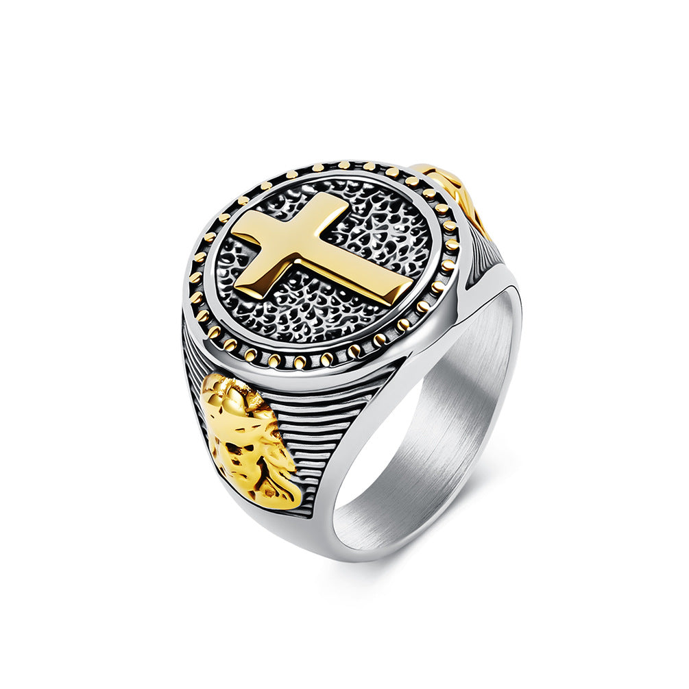 Cross Vintage Stainless Steel Ring for Men