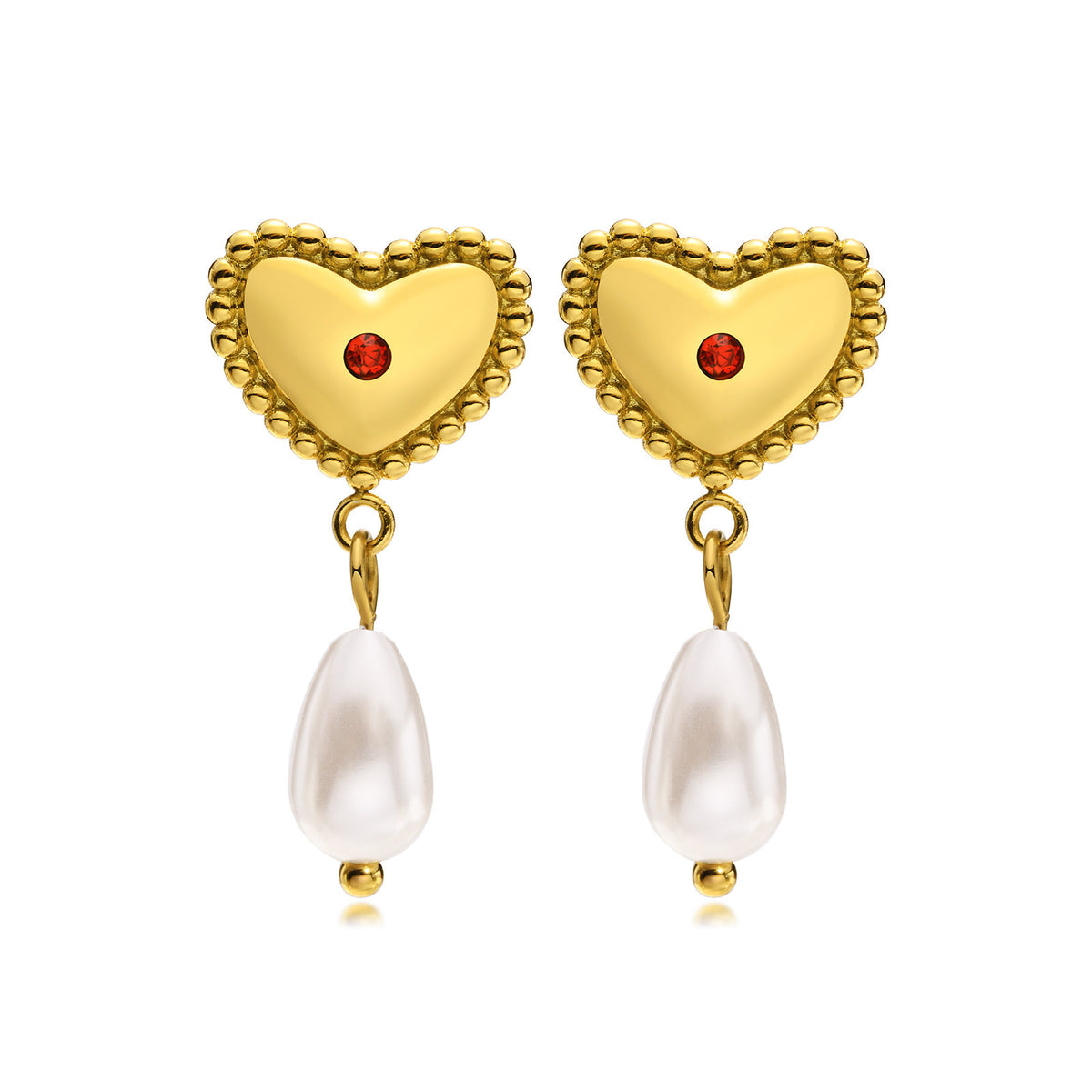 Stainless Steel Zircon Pearl Earrings