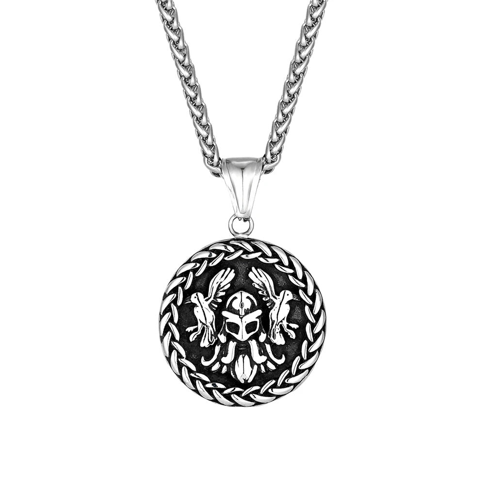 1. Planderful Odin Triangle Pendant Necklace for Men Stainless Steel Nordic Retro Viking Symbol Gift