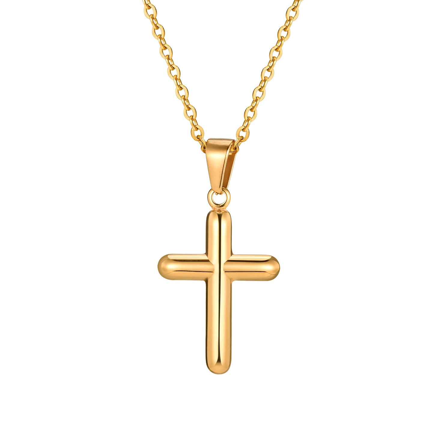 European And American Hip Hop Stainless Steel Cross Pendant Gold Necklace Men's Jewelry