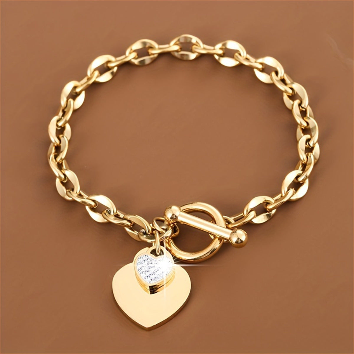Planderful Jewelry Elegant Heart Shaped Buckle Stainless Steel Bracelet For Everyday Wear Gift