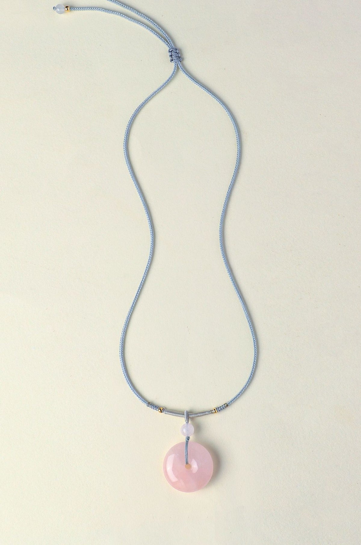 Rose Quartz Obsidian Crystal Peace Buckle Heart Pendant Necklace