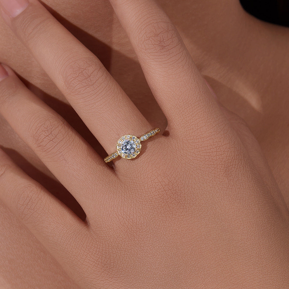 Jewelry S925 Sterling Silver Micro-Inlaid Zircon Ring Classic Wedding Ring