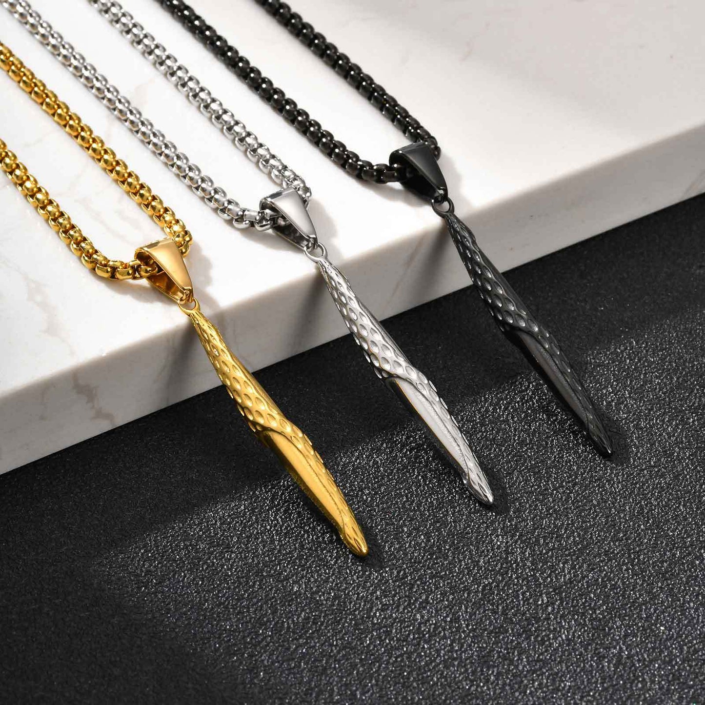 Planderful Black Stainless Steel Hammer Strip Pendant For Men