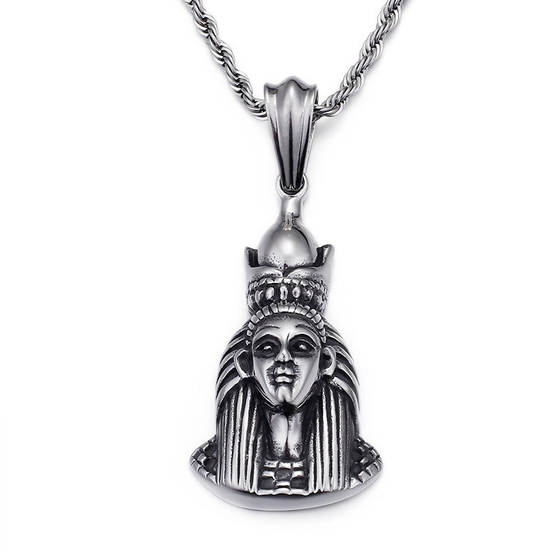 Stylish Titanium Steel Egyptian Pharaoh Pendant for Men