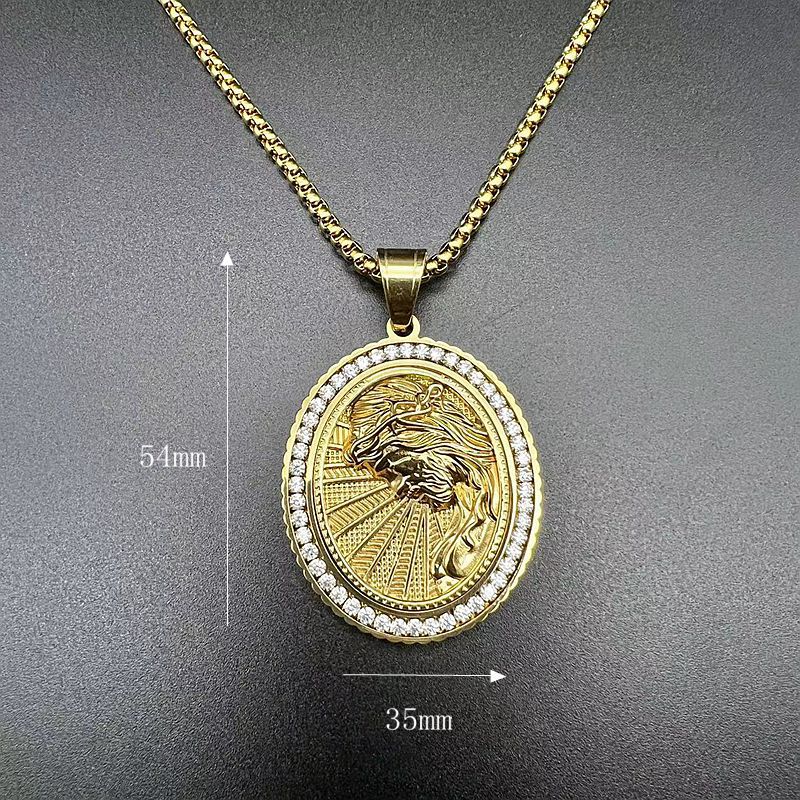 Steel Necklace – Statement Religious Figure Pendant