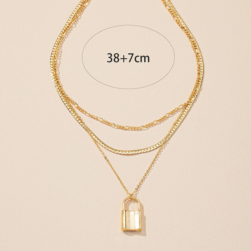 Layered Love Lock Pendant Necklace with Vintage Twist