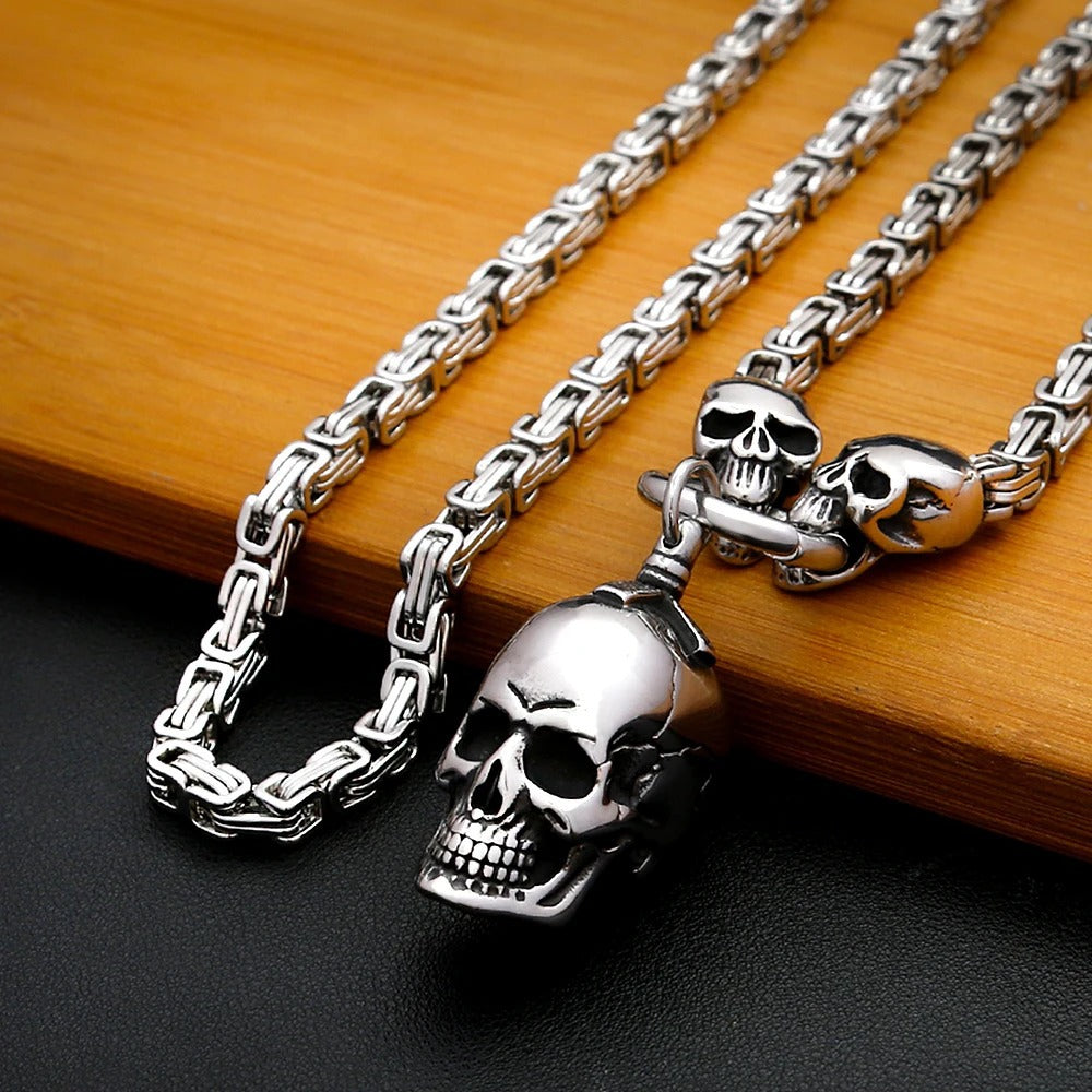 Punk Skull Stainless Steel Pendant Necklace