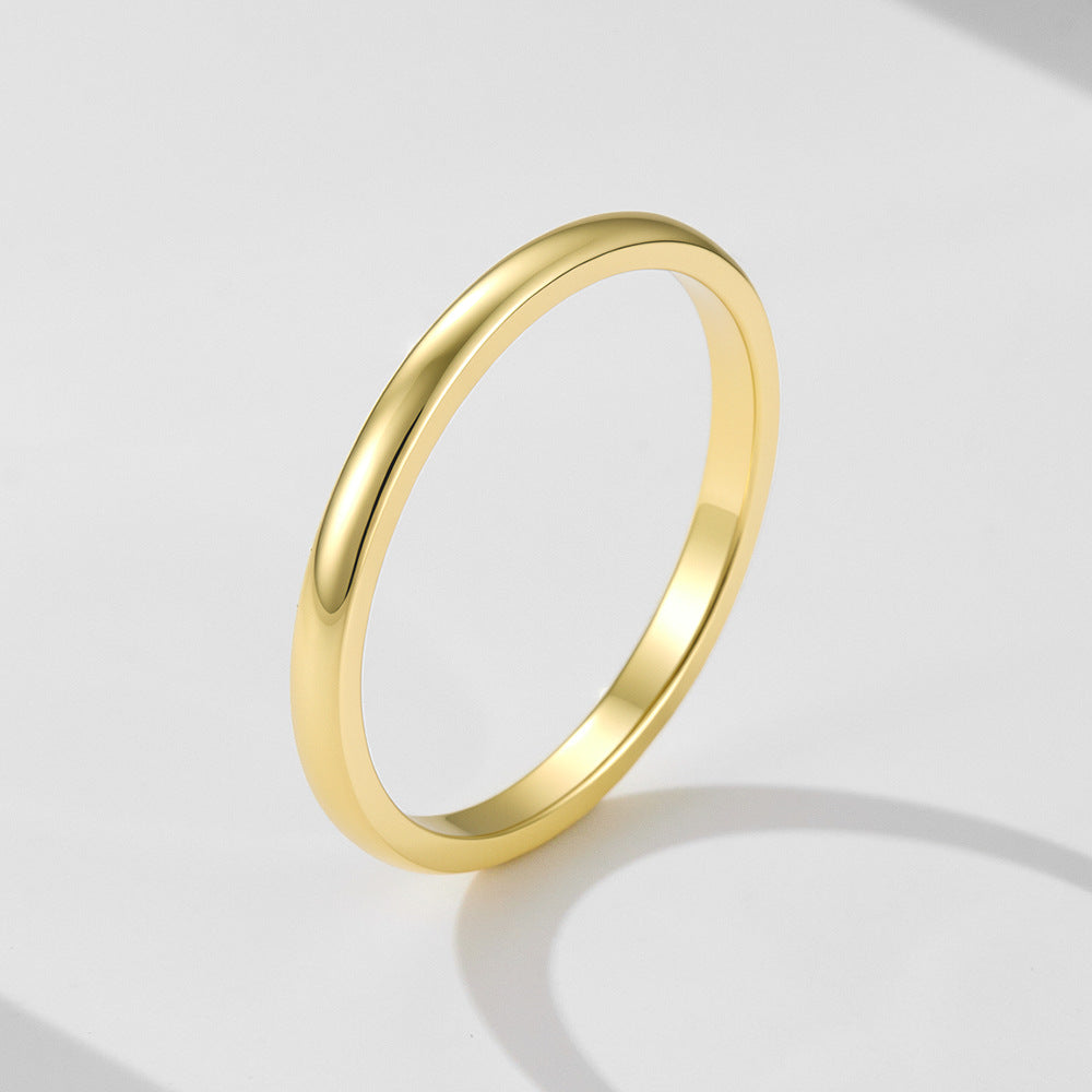 S925 Sterling Silver Plain Ring Gold-Plated Ring Classic Aperture Ring High Quality