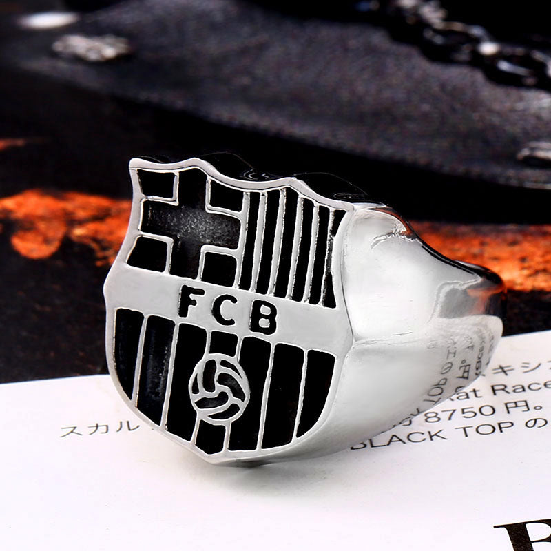 Retro Titanium Steel Football Club Ring for Men - European and American Design