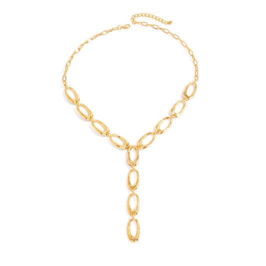 O-Link Y-Shaped Button Chain Necklace