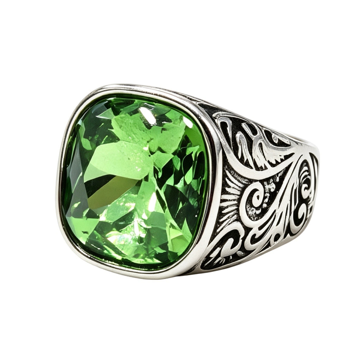 Floral Gemstone Titanium Steel Ring
