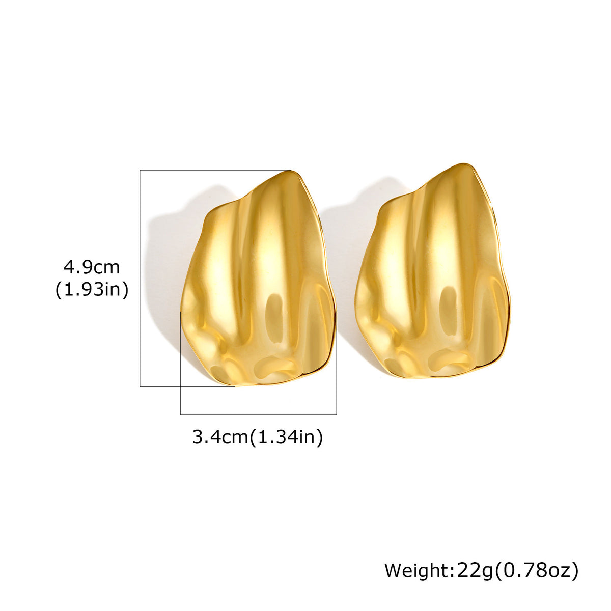 Sculptural Shell Stud Earrings — Gold