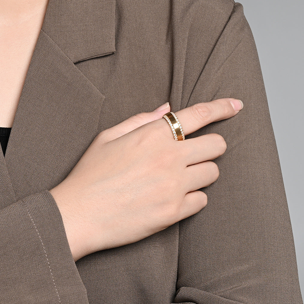 Zircon Stainless Steel Ring Unisex