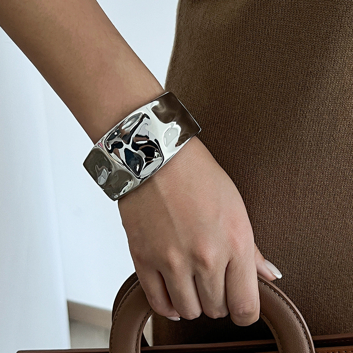 Bracelet Liquid Metal Smooth Spring Bracelet Geometric Wind Texture Wide Bracelet