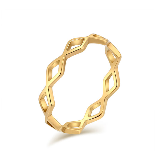 Planderful Hollow Rhombus Ring Unisex Titanium Stainless Steel Jewelry Premium Elegant Durability