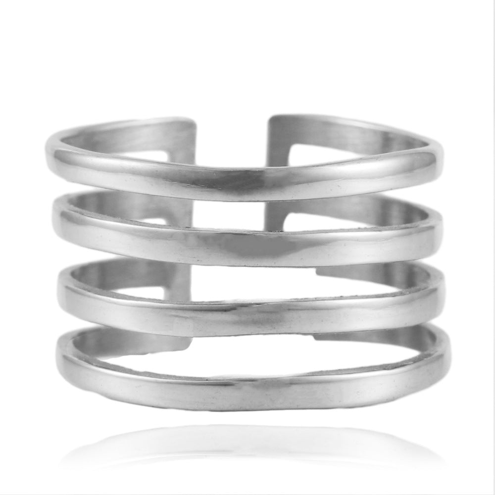 Titanium Steel Hollow Multi-Layer Fashion Ring for Women and Men - Versatile Trendy Accessory