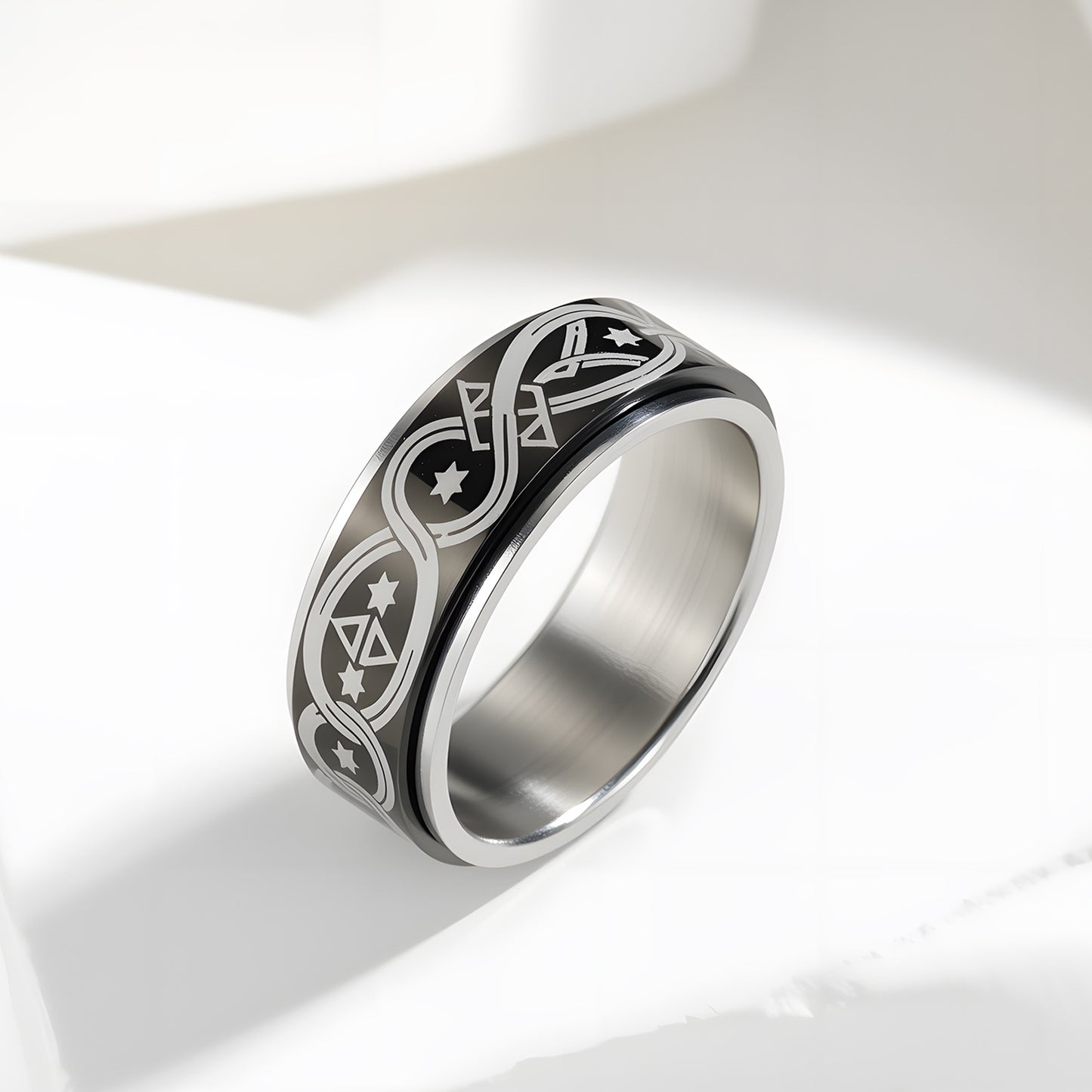 Rotating Star Moon Spinner Ring Planderful Everyday Genie Decompression Jewelry For Men And Unisex