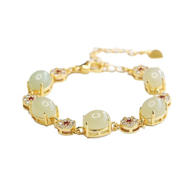 Qingshui Hetian Jade Five-Stone Bracelet