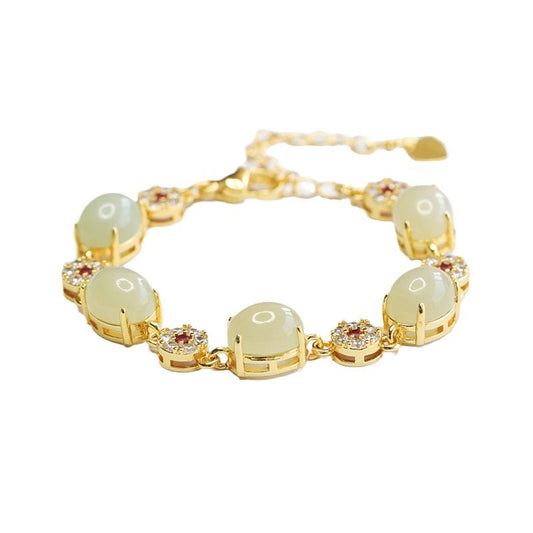 Qingshui Hetian Jade Five-Stone Bracelet