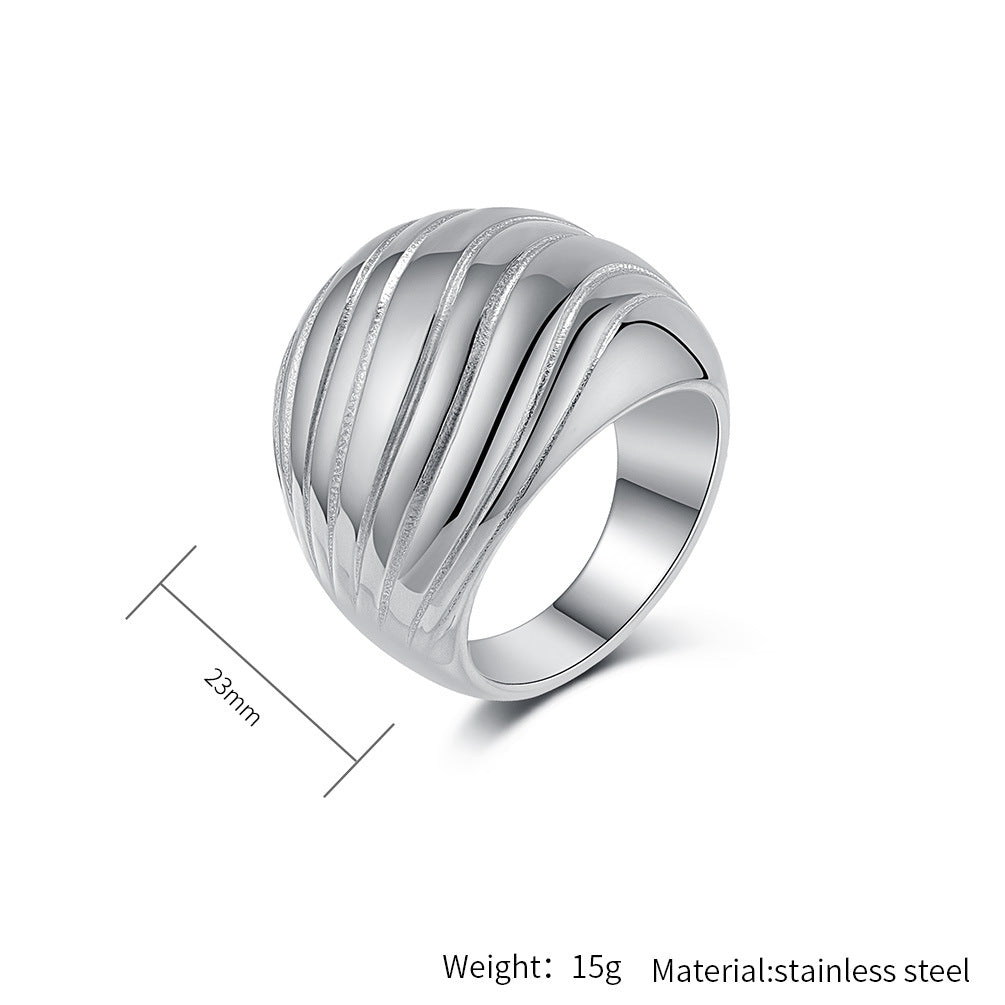 Planderful Titanium Steel Ring For Women With Exaggerated Large Smooth Surface Versatile Fashion Jewelry